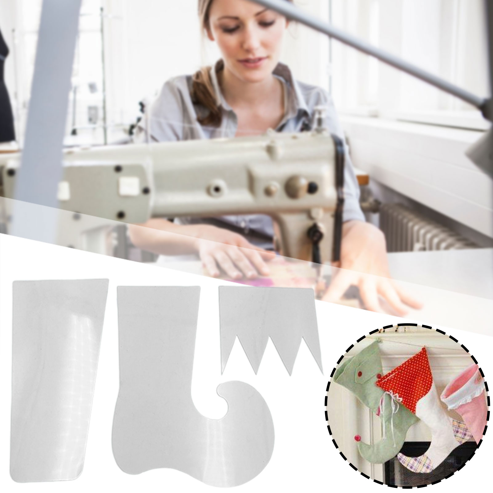 Embroidery Xmas Stocking - 家庭用プラスチックキルティングテンプレート定規縫製用パーソナライズされたクリスマスストッキングテンプレート