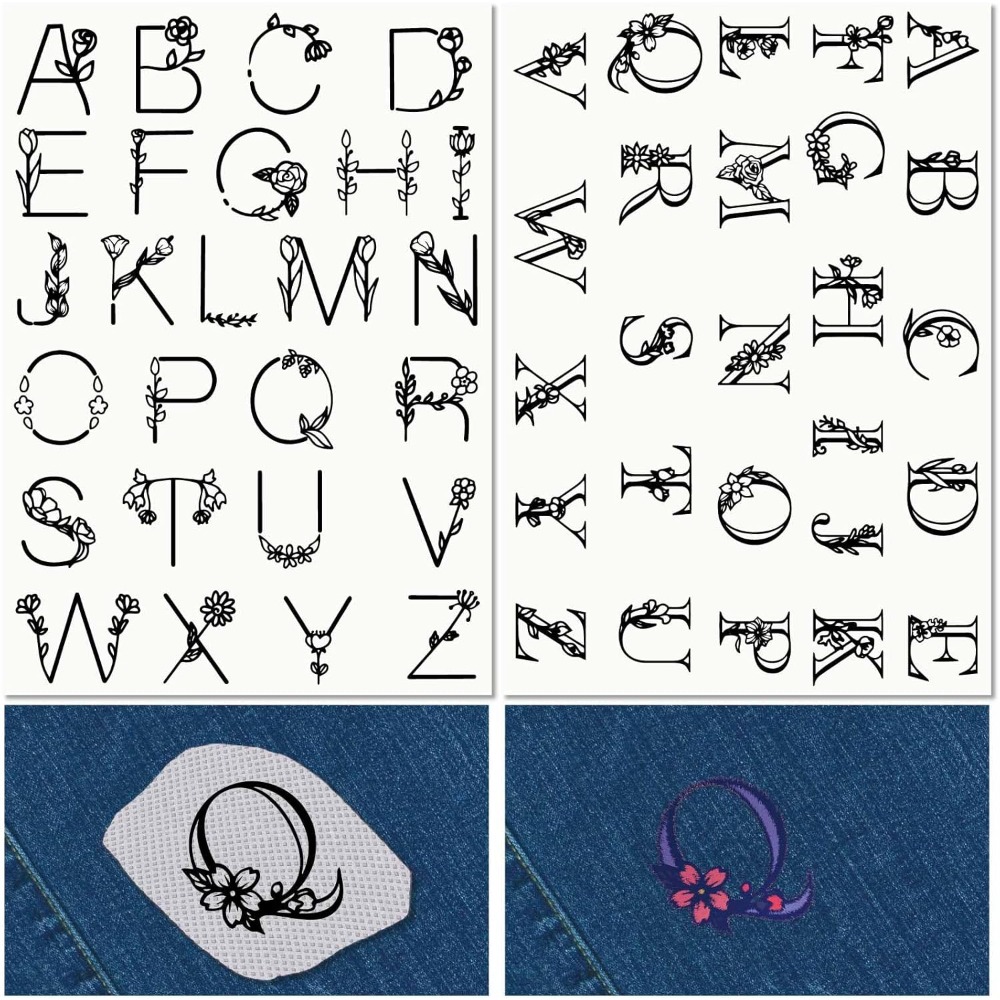 Embroidery Stitches - 水溶性刺embroideryスタビライザー,手縫いスティック,ステッチ転写紙,色あせ,印刷済み製造キット,レターA-Z