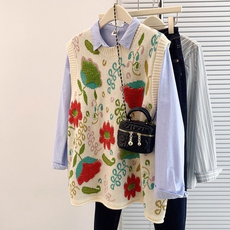 Embroidery Artist - トップス レディース 秋 アーティスティック ユースフル ラウンドネック
