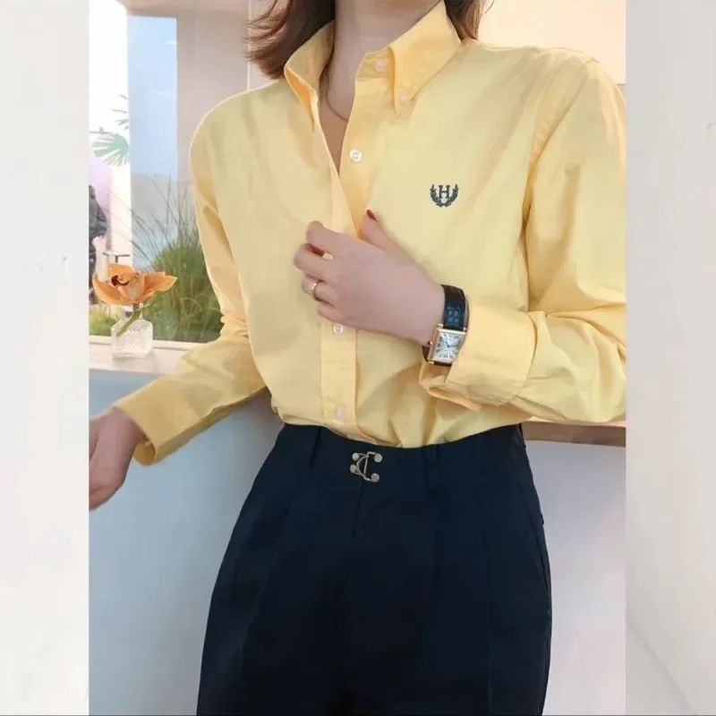 Embroidery On Shirt - Tpjb-エレガントでカジュアルなユースブラウス,新しい女性の基本的なオフィスブラウス,長袖,刺shirtsシャツ,韓国のファッション,無地