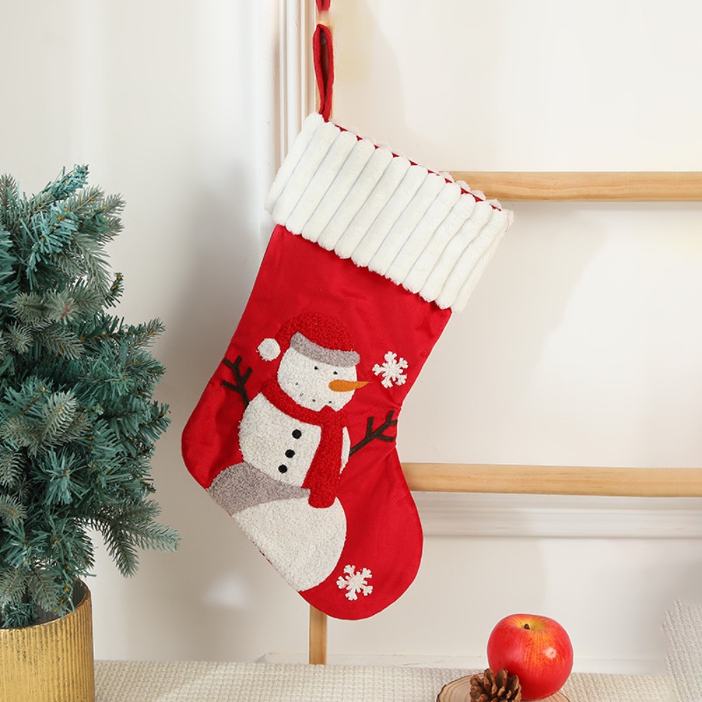 Embroidery Xmas Stocking - 吊り下げ刺繍クリスマスストッキング再利用可能なパーソナライズされたサンタソックス耐久性のあるクリエイティブなクリスマスギフトバッグ暖炉用