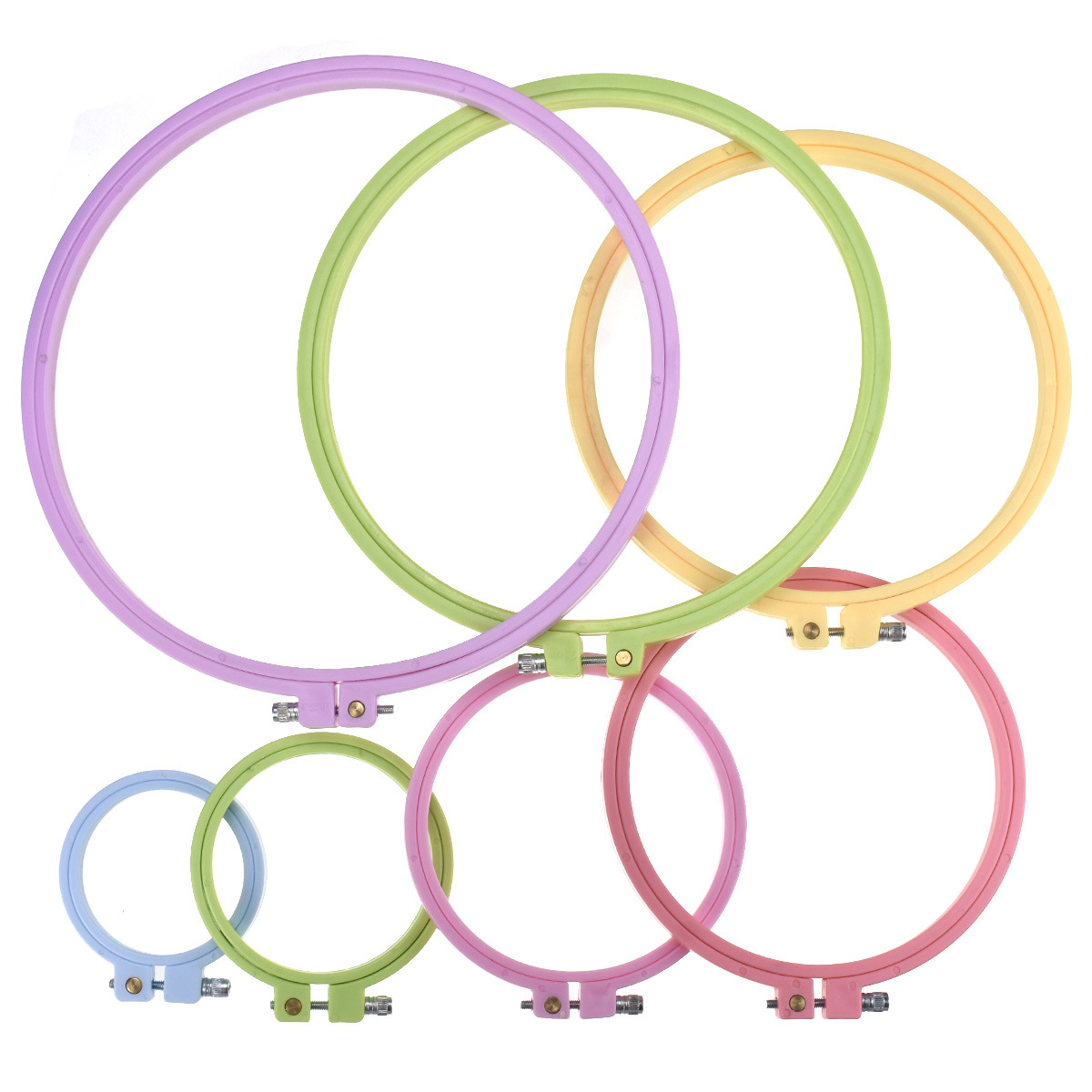 Embroidery Hoop Plastic - ラウンドクロスステッチ刺繍枠 プラスチック刺繍フレームリング DIY マルチサイズ調整可能 手作り縫製ツールアクセサリー