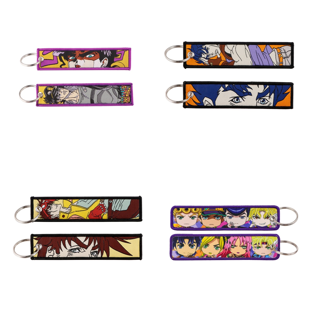 Embroidery Zone - 1個入り トレンディな男性向けアニメ刺繍キーホルダー カラフルな漫画プリントキーチェーン ペンダント メタルリング バックパック用装飾アクセサリー