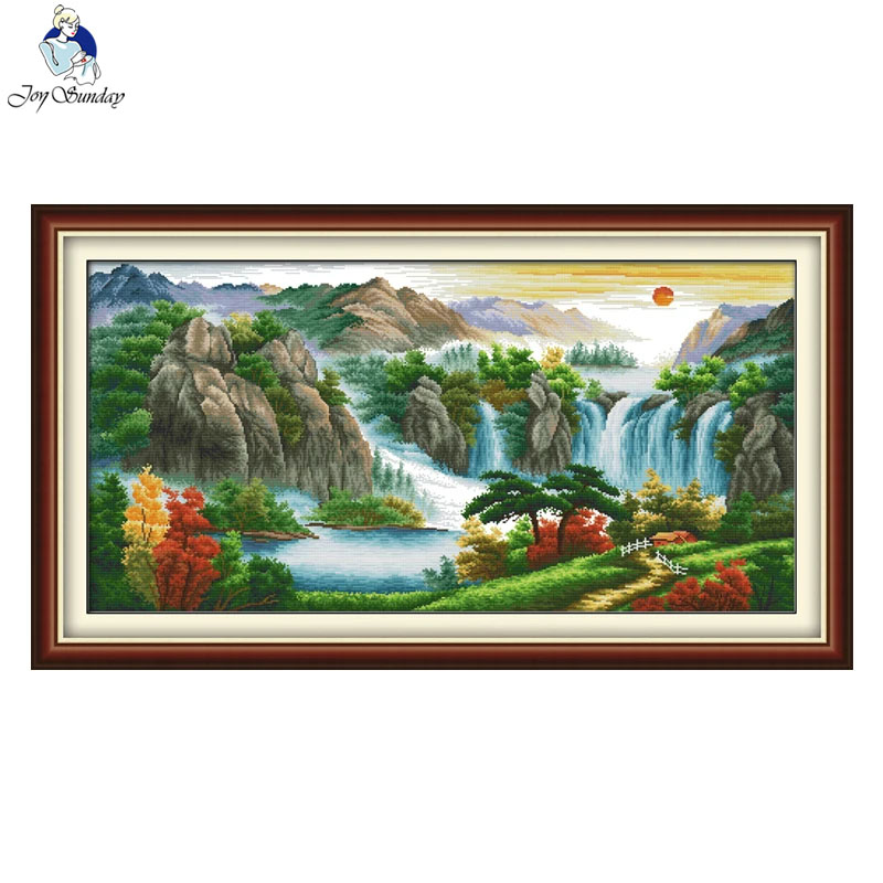 Embroidery Artist - Aida-中国風縫製キット,刺crossクロスステッチ,山のパターン,印刷されたキャンバス,アートクラフト,16, 14, 11カラット