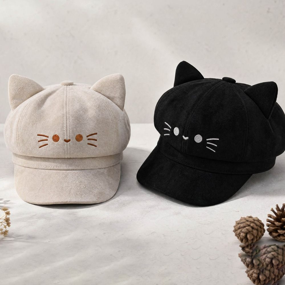 かわいい刺繍入り猫耳ベレー帽 Y2K ロリータ ペインターア - Embroidery Artist のレビューと価格