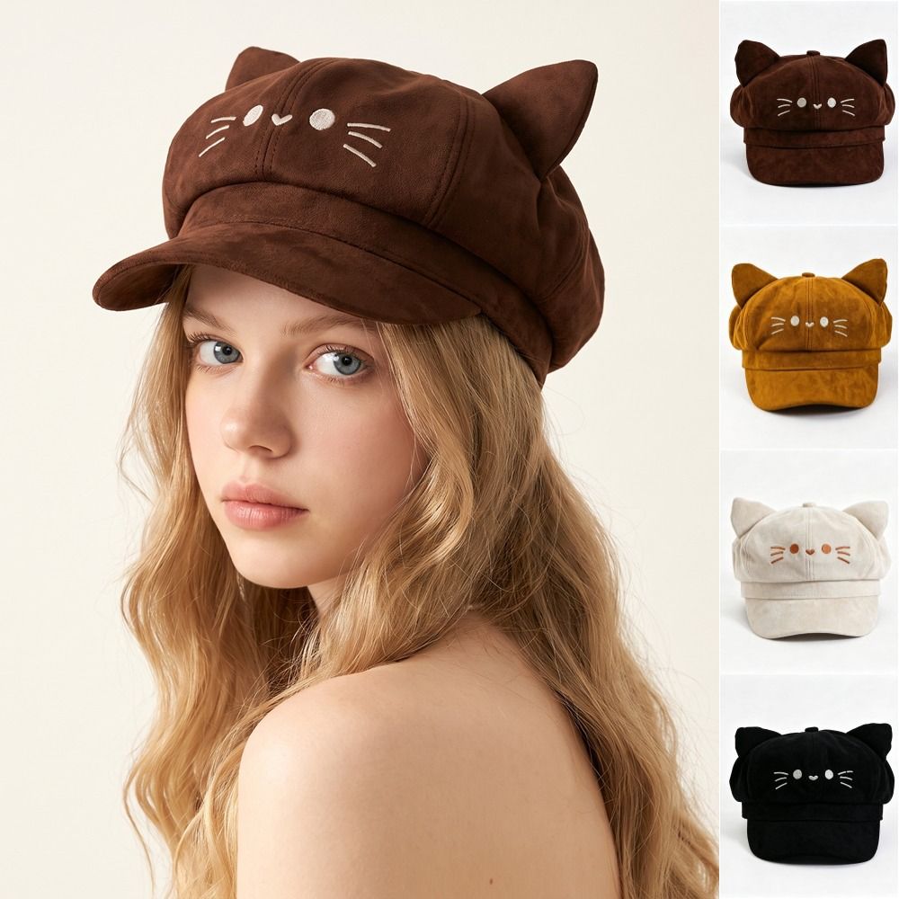 かわいい刺繍入り猫耳ベレー帽 Y2K ロリータ ペインターア - Embroidery Artist のレビューと価格