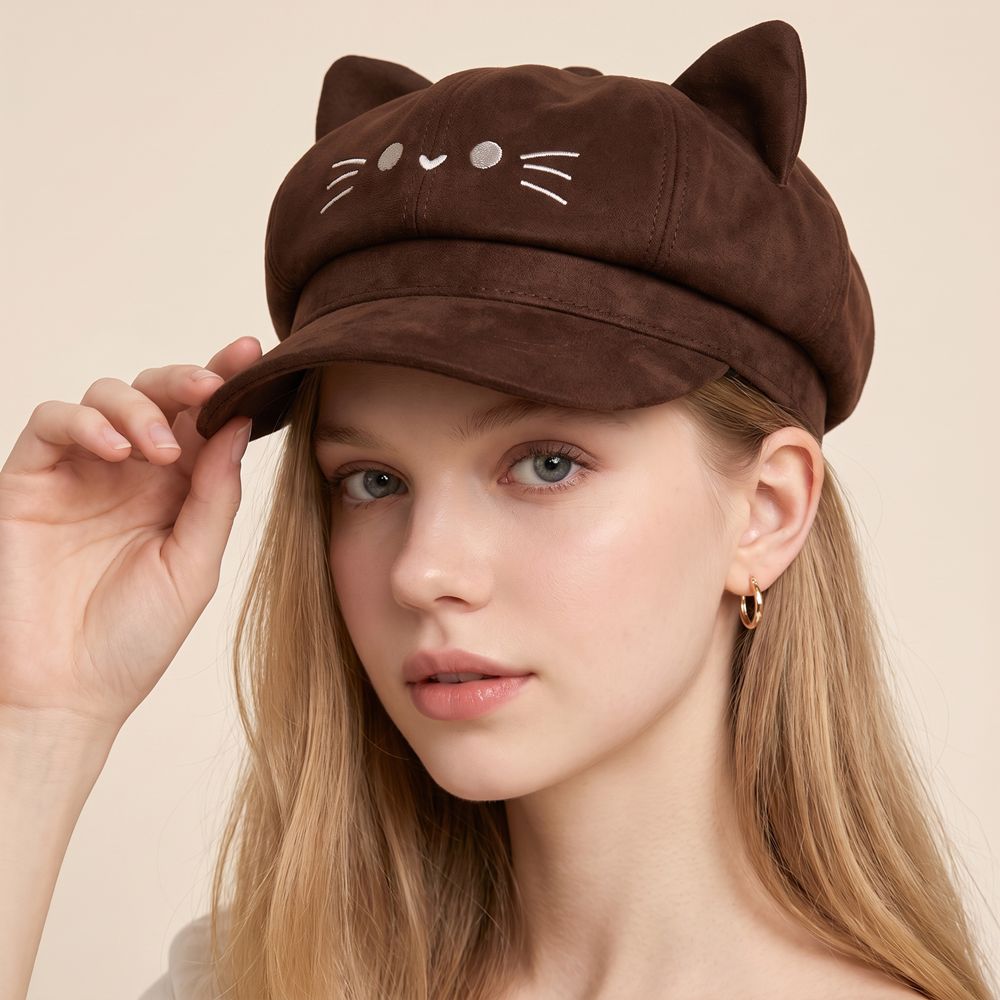 かわいい刺繍入り猫耳ベレー帽 Y2K ロリータ ペインターア - Embroidery Artist のレビューと価格