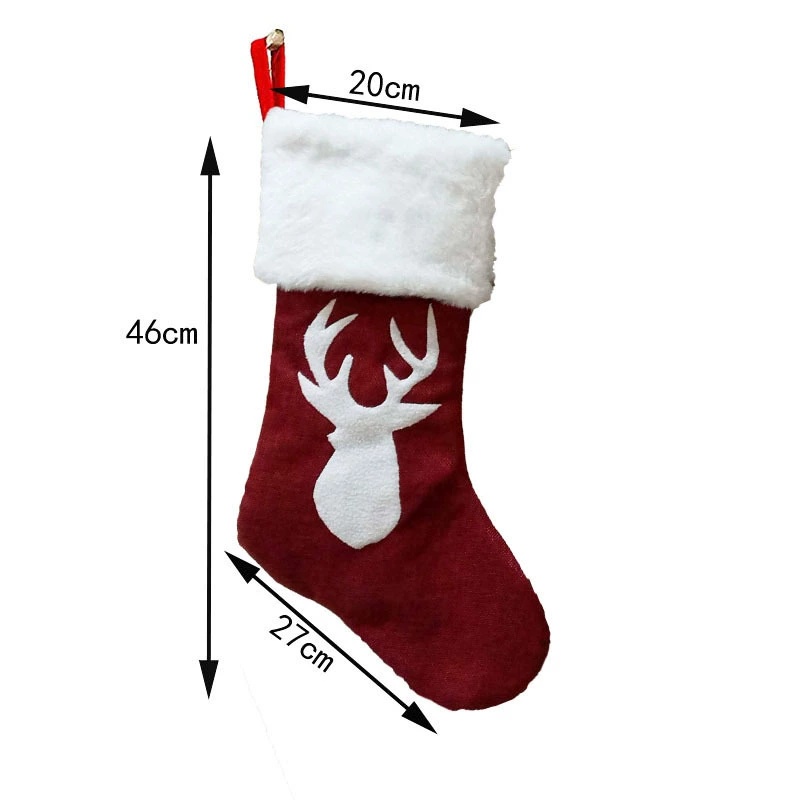 赤いサンタの靴下、エルク、雪の結晶、ギフトバッグ、クリスマス - Embroidery Xmas Stocking のレビューと価格