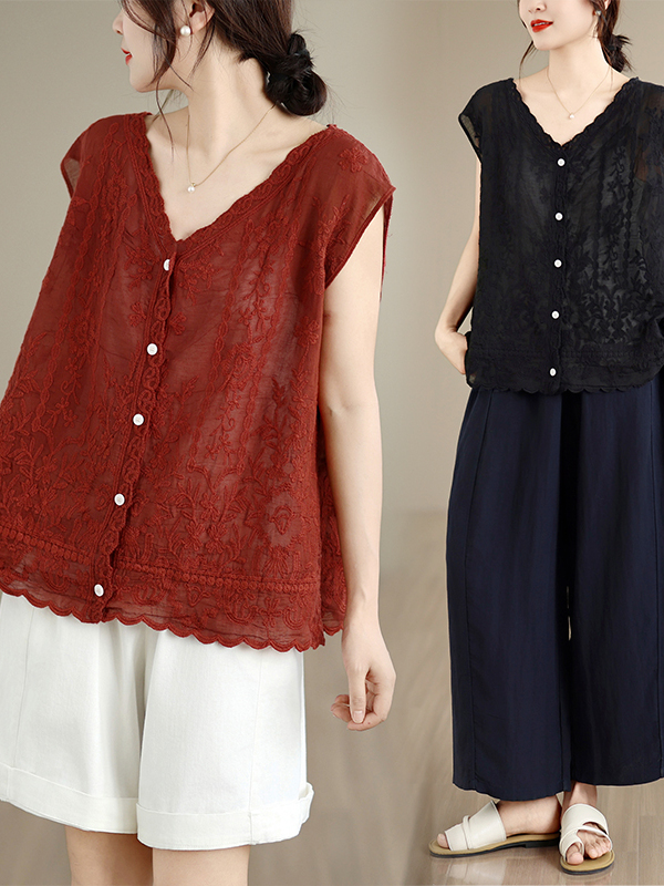 芸術的なデザインの重厚な刺繍、アシンメトリーなVネック、レデ - Embroidery Artist のレビューと価格