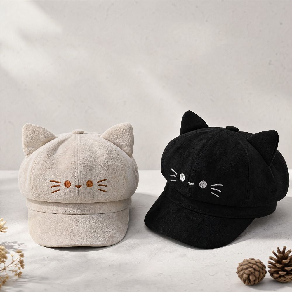 カジュアルな刺繍入り猫耳ベレー帽 Y2K スパイシーガール  - Embroidery Artist のレビューと価格