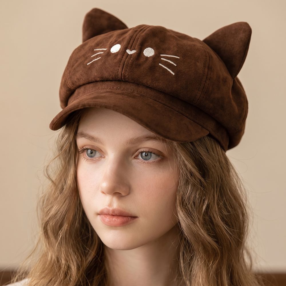 カジュアルな刺繍入り猫耳ベレー帽 Y2K スパイシーガール  - Embroidery Artist のレビューと価格
