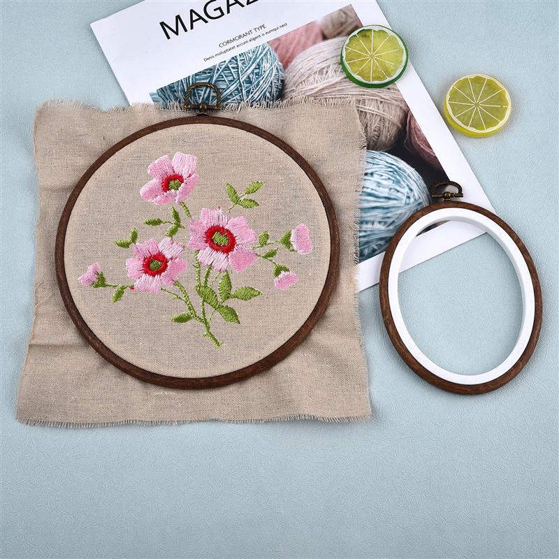 縫製道具 丸型楕円形木製刺繍枠セット カラフルプラスチック刺 - Embroidery Zone のレビューと価格
