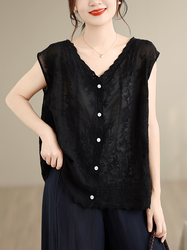 夏の新作、重厚な刺繍入りベスト、大きいサイズ、女性用、芸術的 - Embroidery Artist のレビューと価格
