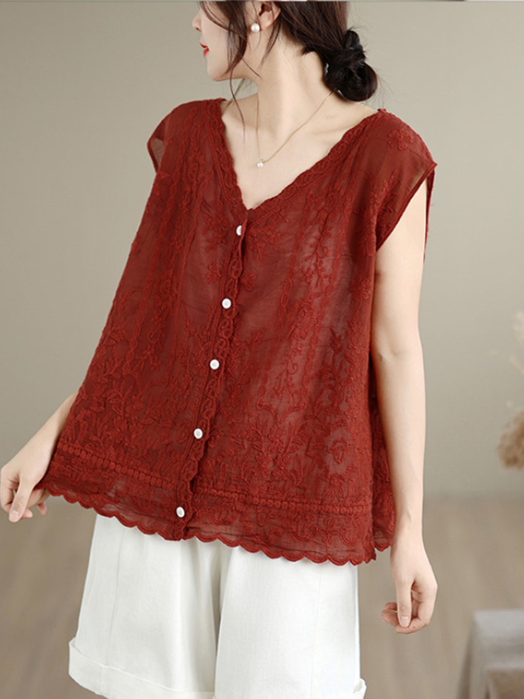 夏の新作、重厚な刺繍入りベスト、大きいサイズ、女性用、芸術的 - Embroidery Artist のレビューと価格