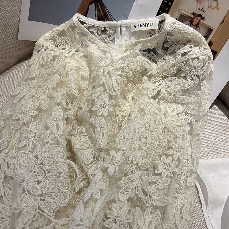 MEXZT エレガントなシアーホワイトシャツ女性のファッショ - Embroidery On Shirt のレビューと価格
