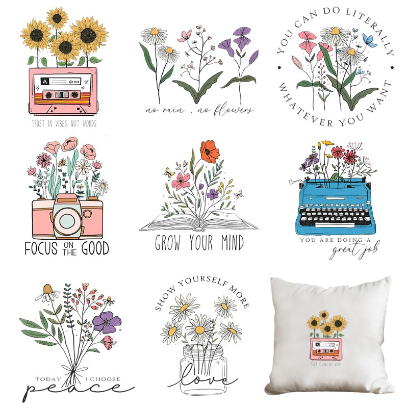 漫画風花柄アイロン接着熱転写ステッカー Tシャツ DIY 手 - Embroidery On Shirt のレビューと価格