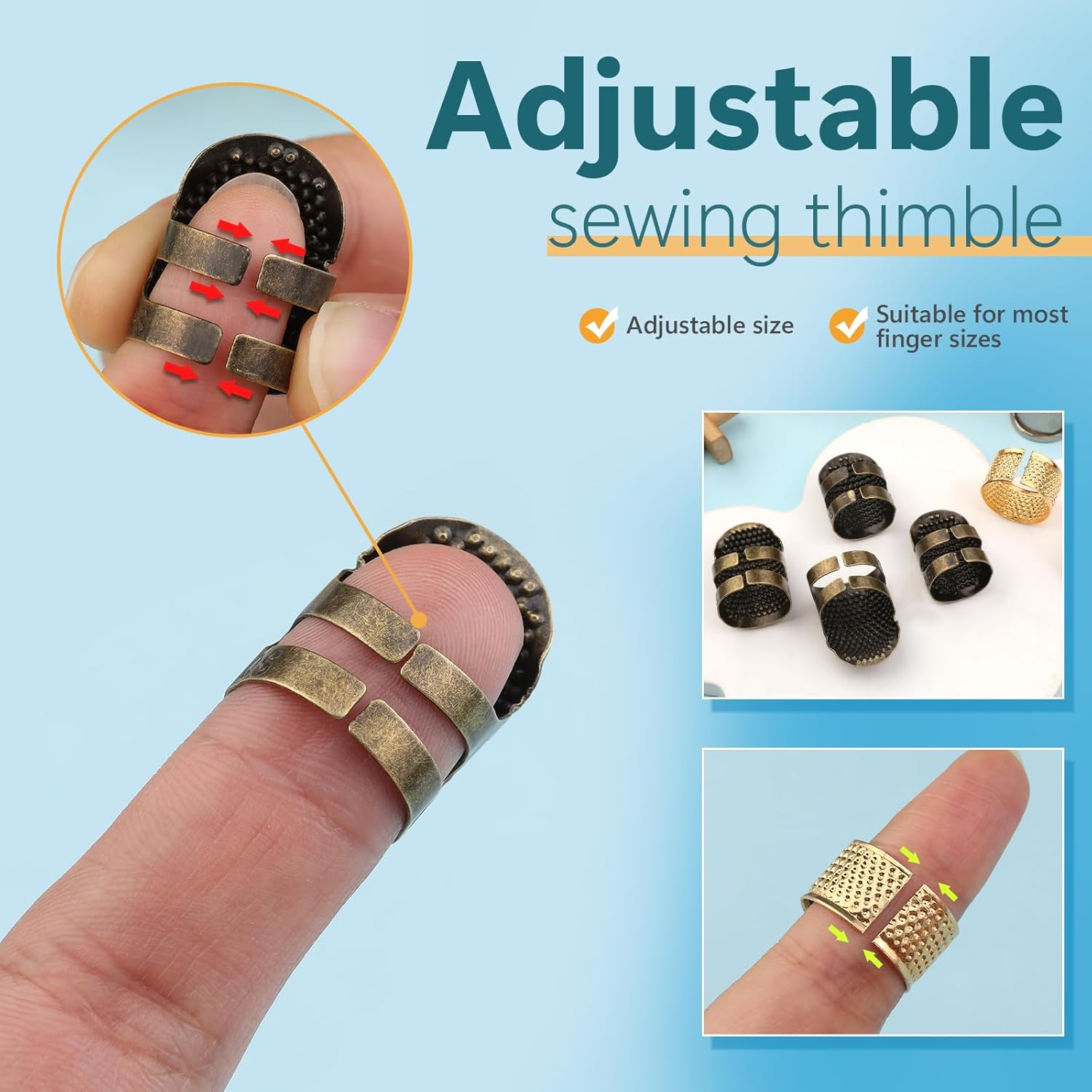 8個入り縫製指ぬきキット、手縫い用金属製指プロテクター、手縫 - Embroidery Zone のレビューと価格