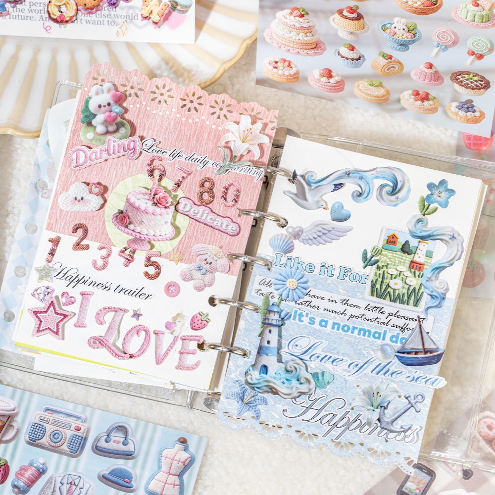 布地の質感刺繍漫画動物ステッカーブック3D花柄レースパッチデ - Embroidery Journal Book のレビューと価格