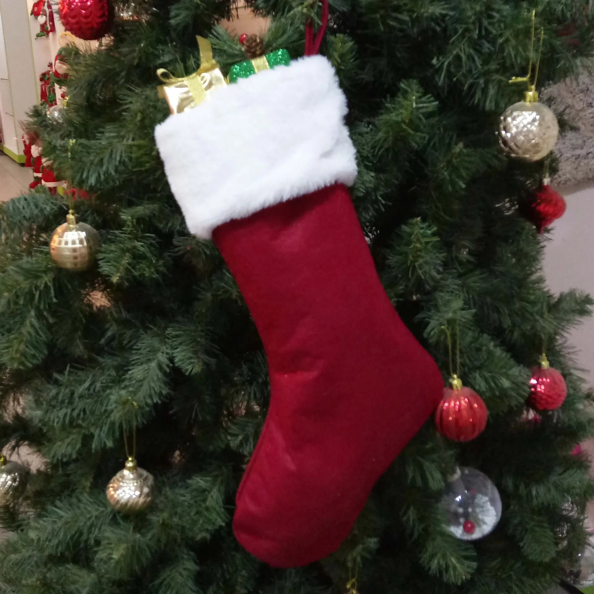 赤いサンタの靴下、エルク、雪の結晶、ギフトバッグ、クリスマス - Embroidery Xmas Stocking のレビューと価格