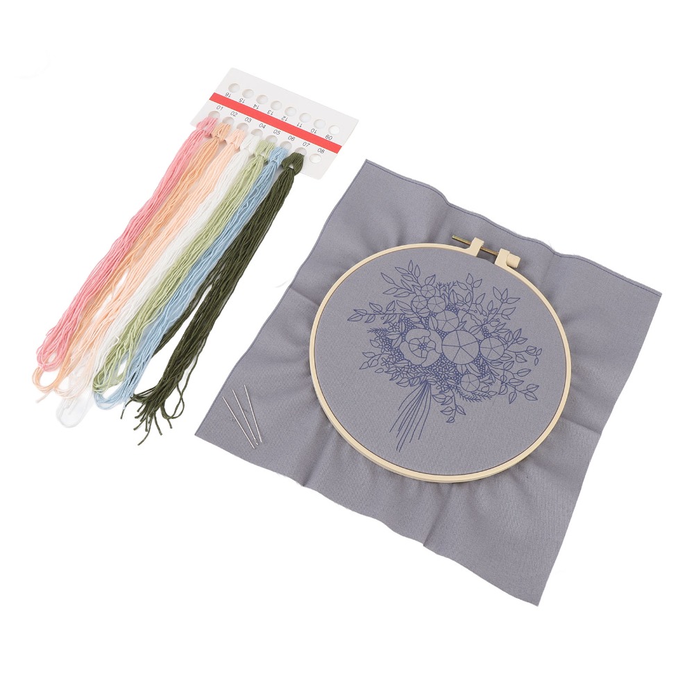 プリントパターン刺繍スターターキット 3Dフラワーデザイン  - Embroidery Design Patterns Flowers のレビューと価格