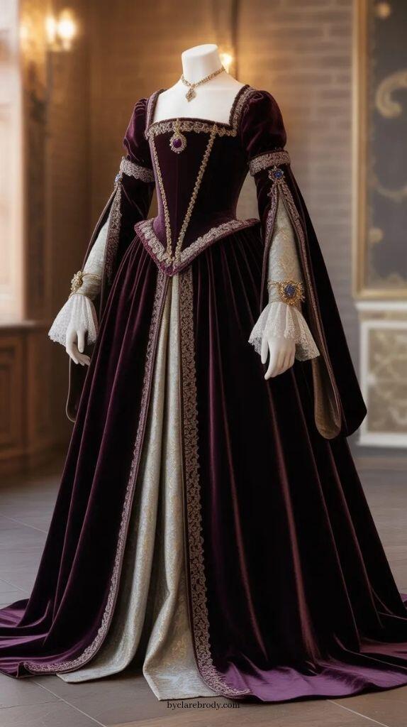 ヴィンテージ ダッチェス パープル プロムドレス 仮面舞踏会 - Embroidery Dress のレビューと価格