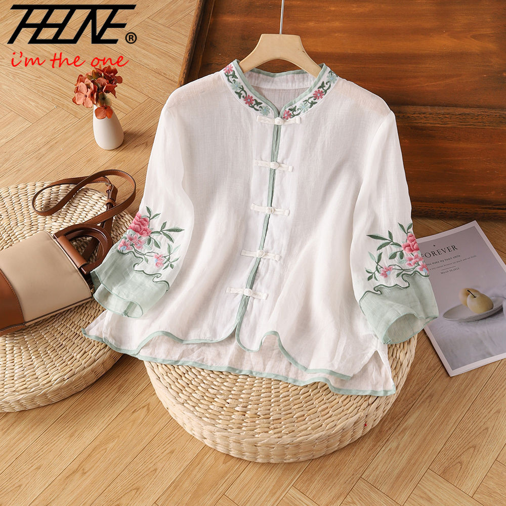 THHONE 刺繍ブラウスシャツ女性服半袖花ヴィンテージエレ - Embroidery Baju のレビューと価格