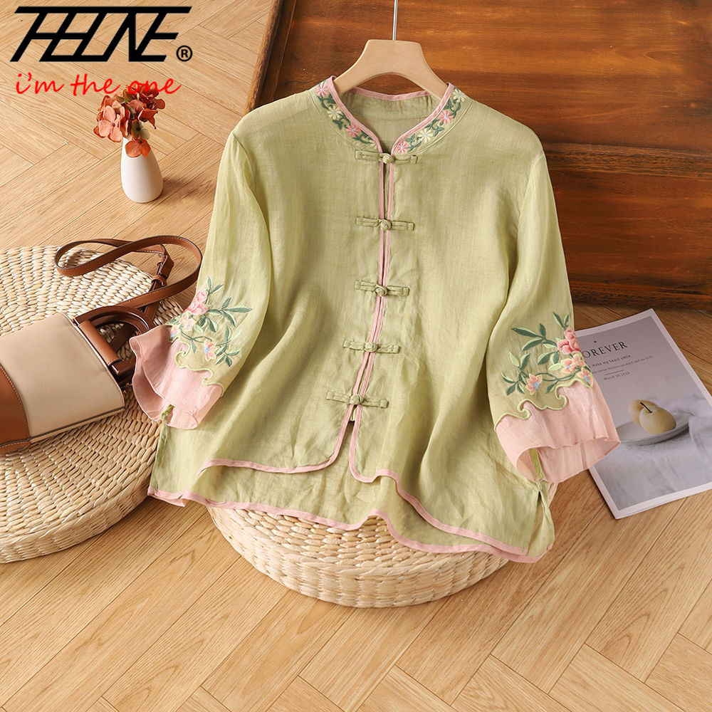 THHONE 刺繍ブラウスシャツ女性服半袖花ヴィンテージエレ - Embroidery Baju のレビューと価格