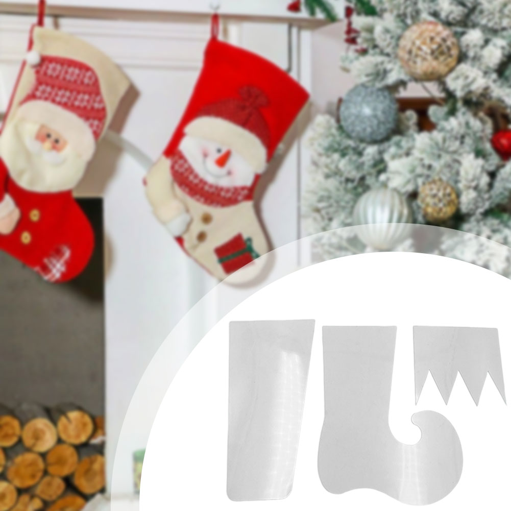 エルフクリスマスストッキングテンプレートプラスチックキルティ - Embroidery Xmas Stocking のレビューと価格